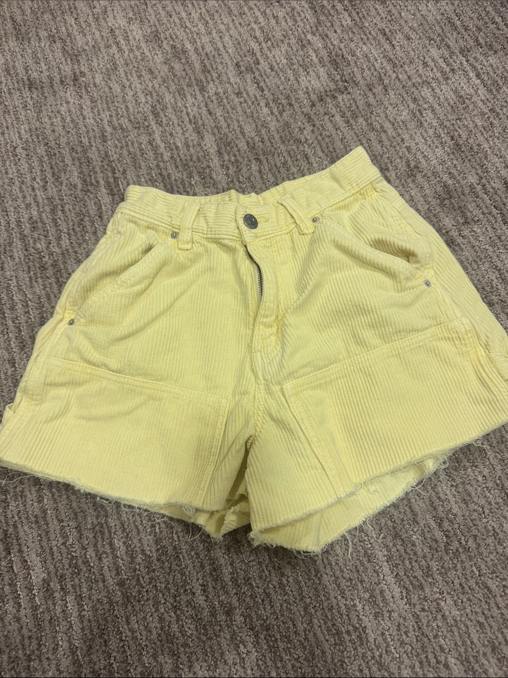 BDG Pale Yellow Corduroy Cut Off Carpenter Women’s Shorts